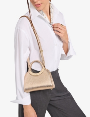 Bvlgari Womens Light Gold Roma Mini Metallic-leather Top-handle Bag In Light Gold