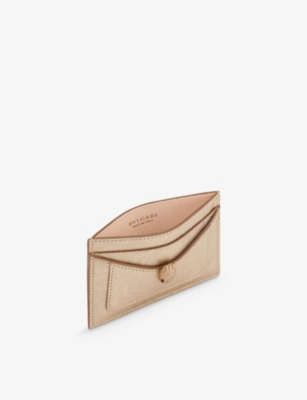 Bvlgari Womens Light Gold Serpenti Forever Metallic-leather Card Holder In Light Gold
