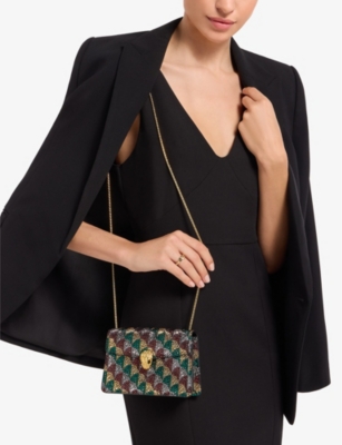 Bvlgari Womens Multicolor Serpenti Forever Mini Suede Covered Calla-crystal Cross-body Bag In Multicolor
