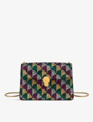 Bvlgari Womens Multicolor Serpenti Forever Mini Suede Covered Calla-crystal Cross-body Bag In Multicolor
