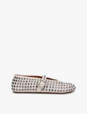 Alaïa Crystal-embellished Ballet Flats In White