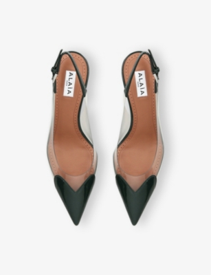Coeur 55 Heart-Shape Patent-Leather Heeled Slingback Pumps