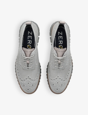 Cole Haan Mens Grey/light Zerøgrand Wingtip Stitchlite Knitted Oxford Shoes Eur 41 / 7 Uk In Grey/light