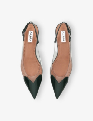 Le Coeur leather and PVC slingback flats