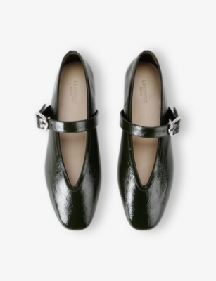 Le Monde Beryl Womens Green Stella Single-strap Patent-leather Ballet Flats Eur 40 / 7 Uk In Green