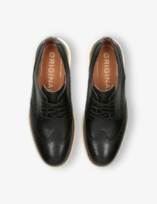 Cole Haan Mens Blk/white Øriginalgrand Wingtip Leather Oxford Shoes Eur 42 / 8 Uk In Blk/white