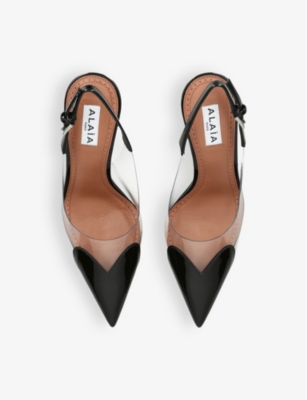 Shop Alaïa Womens Black Cœur 90 Patent-leather Heeled Slingbacks Eur 39 / 6 Uk