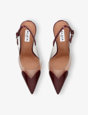 Alaïa Womens Wine Coeur 90 Heart-shaped Patent-leather Heeled Slingbacks In Wine