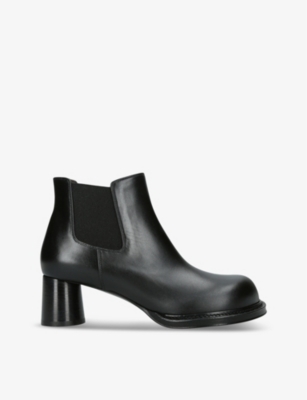 BOTTEGA VENETA WOMENS BLACK CLIFF LEATHER HEELED ANKLE BOOTS