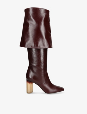 CHLOE: Georgia fold-over heeled leather boots