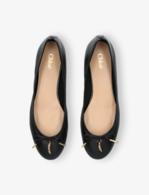 Shop Chloé Womens Black Iris Ballerina Leather Flats