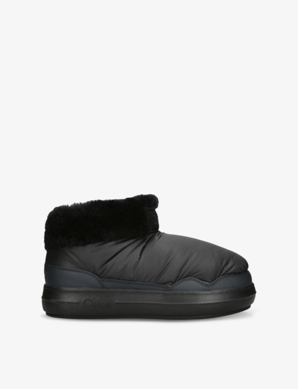 Polar shearling-lined nylon ankle boots