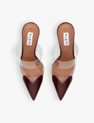 ALAÏA WOMENS WINE CŒUR 90 POINTED-TOE PATENT-LEATHER MULES EUR 39.5 / 6.5 UK 