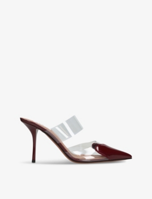 ALAÏA WOMENS WINE CŒUR 90 POINTED-TOE PATENT-LEATHER MULES EUR 39.5 / 6.5 UK 
