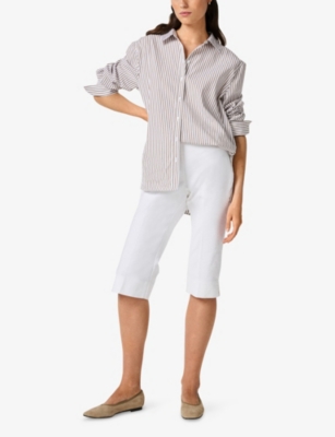 The White Company S White Slim-leg Mid-rise Stretch-cotton Capri Trousers In White