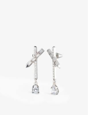 Eddie Borgo Womens Pear Drop 925 Sterling Silver And Cubic Zirconia Earrings In Silver