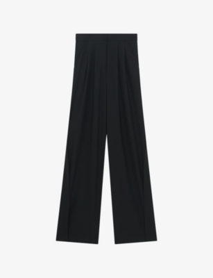 Iro Womens Bla01 Jeon Pleated Wide-leg Mid-rise Wool-blend Trousers In Bla01