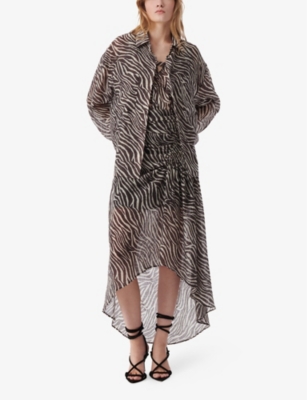 Iro Womens Bro21 Farri Zebra-print Crepe Shirt In Bro21