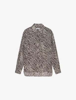 Iro Womens Bro21 Farri Zebra-print Crepe Shirt In Bro21