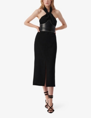 Iro Womens Barana Halterneck Woven Midi Dress Bla01 In Bla01