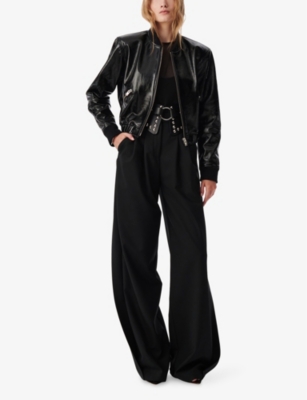 IRO: Donovan Glossy-Leather Bomber Jacket