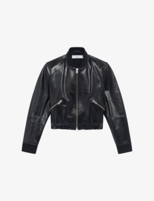 IRO: Donovan Glossy-Leather Bomber Jacket