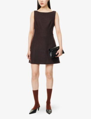 REFORMATION: Willene boat-neck wool-blend mini dress