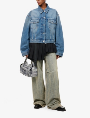 Acne Studios Relaxed Cropped Denim Jacket In Mid Blue