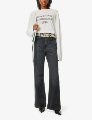 Acne Studios Womens Dusty White Edden 1996 Long-sleeve Cotton And Hemp-blend Jersey T-shirt In Dusty White