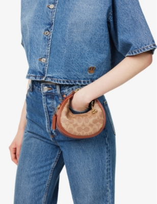 Shop Coach Womens Tan Caramel Jonie Mini Canvas And Leather Cross-body Bag