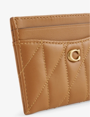 COACH: Essentials logo-plaque quilted-leather cardholder
