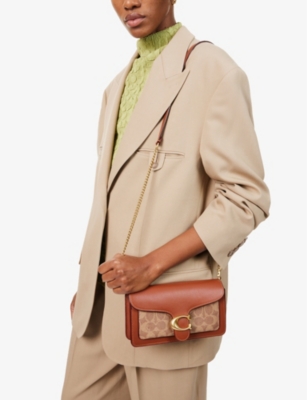 Shop Coach Womens Tan Caramel Tabby Chain Leather Clutch Bag