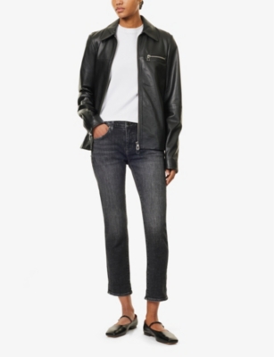 Shop Ag G Womens Park Row Ex Boyfriend Brand-patch Straight-leg Low-rise Stretch-denim Jeans