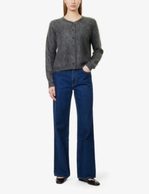 Shop Slvrlake Womens Evermore Grace Five-pockets Wide-leg High-rise Denim Jeans