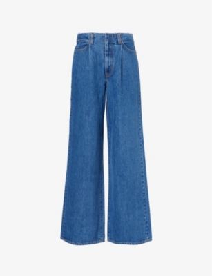 Shop Slvrlake Womens Sweet Memory Taylor Raw-waistband Wide-leg High-rise Denim Jeans