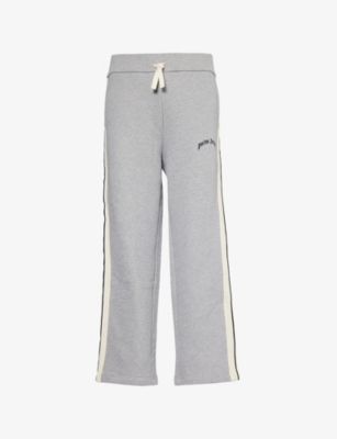 PALM ANGELS: Striped Brand-Print Straight-Leg Relaxed-Fit Cotton-Jersey Jogging Bottoms