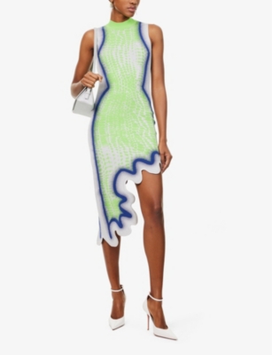 PH5 H5 WOMENS BROOKLYN SLEEVELESS  STRETCH-VISCOSE BLEND MIDI DRESS GREEN GROVE XS 