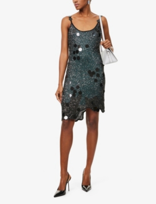 Ph5 Womens Black Metallic Bindi Sequin-embellishment Knitted Mini Dress In Black Metallic