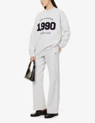 4TH & RECKLESS: Logo-Embroidery Wide-Leg Cotton-Jersey Jogging Bottoms