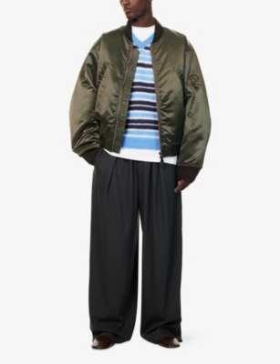 ACNE STUDIOS: Logogram Ribbed-Trim Satin Bomber Jacket