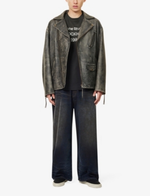 Acne Studios Men Crew Neck T-shirt With Print In Black