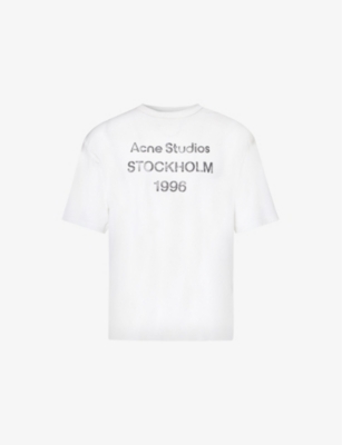 Acne Studios Mens Dusty White Exford 1996 Logo-print Cotton-jersey T-shirt In Dusty White