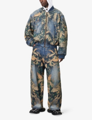 ACNE STUDIOS: Abstract-Print Relaxed-Fit Denim Bomber Jacket