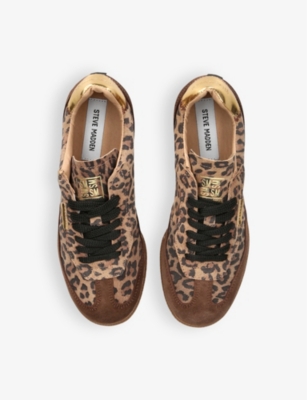 STEVE MADDEN WOMENS EMPORIA LEOPARD-PRINT SUEDE LOW-TOP TRAINERS DK.BRN COM EUR 39 / 6 UK 