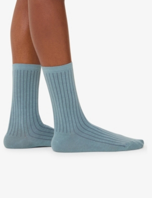 Whistles Omens  Ribbed Pack Of Three Cotton-blend Socks In Multi-coloured