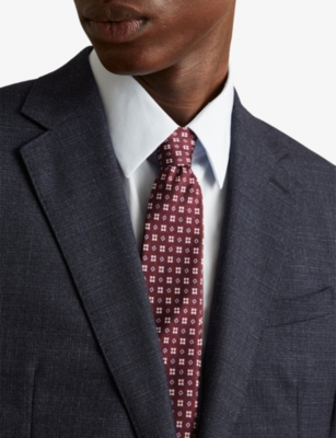 REISS: Cavoli Floral-Print Medallion Silk Tie