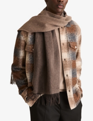 Reiss Mens  Picton Wool And Cashmere Scarf In Taupe