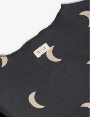 ORGANIC ZOO CHARCOAL/MOONS PRINT MOON-PRINT WRAP-AROUND COTTON TOP 0-12 