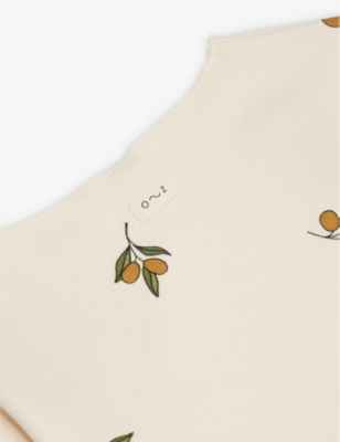 Organic Zoo Live Garden-print Wrap-around Organic-cotton Top 0-12 Months Olive Pri In Olive Print