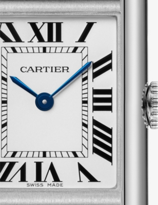 CARTIER: CRWSTA0089 Tank Must small stainless-steel and leather quartz watch